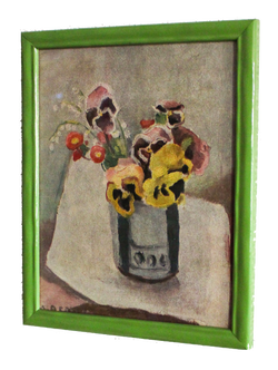 Framed Le Portique Magazine No. 4 Tipped in Plate Page - Pansies in Vase