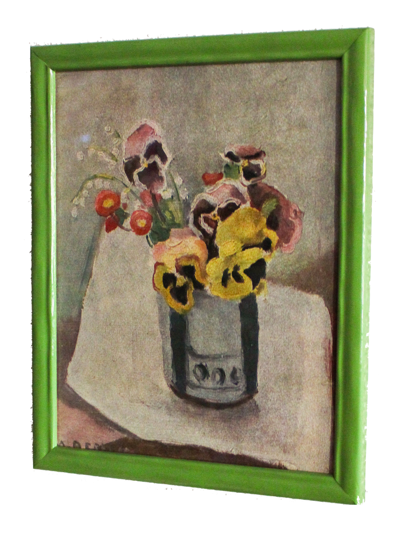 Framed Le Portique Magazine No. 4 Tipped in Plate Page - Pansies in Vase
