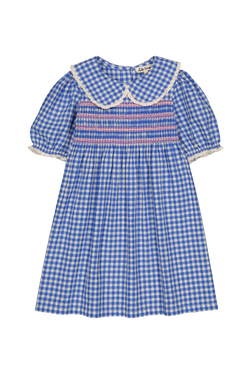 Lalie Smocked Dress - Gingham Blue