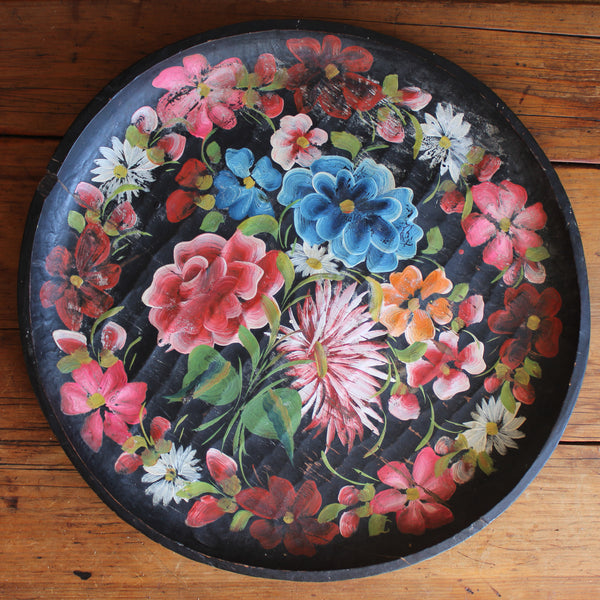 Large Hand Painted Floral Folk Art Tray