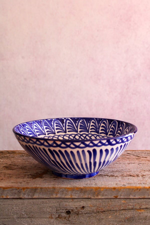 Large Hand Painted Bowl - Blue