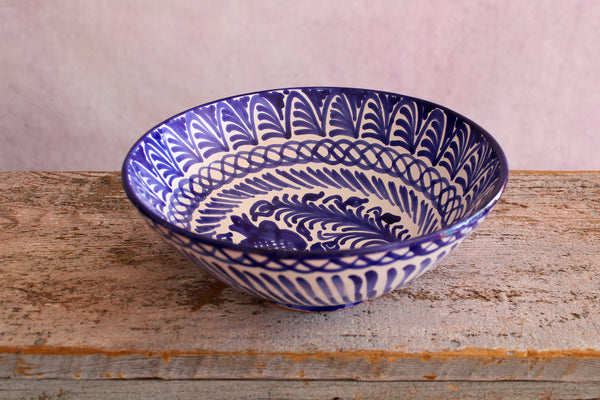 Large Hand Painted Bowl - Blue