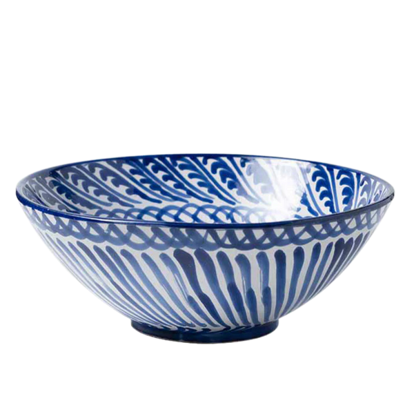 Large Hand Painted Bowl - Blue