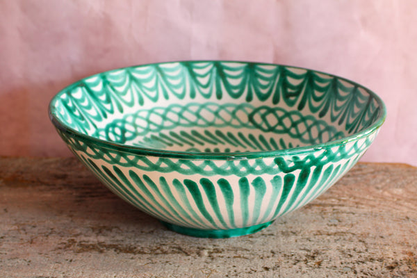 Large Hand Painted Bowl - Green