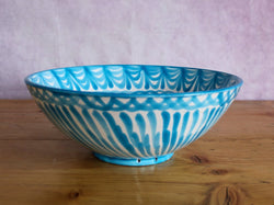 Large Hand Painted Bowl - Sky Blue