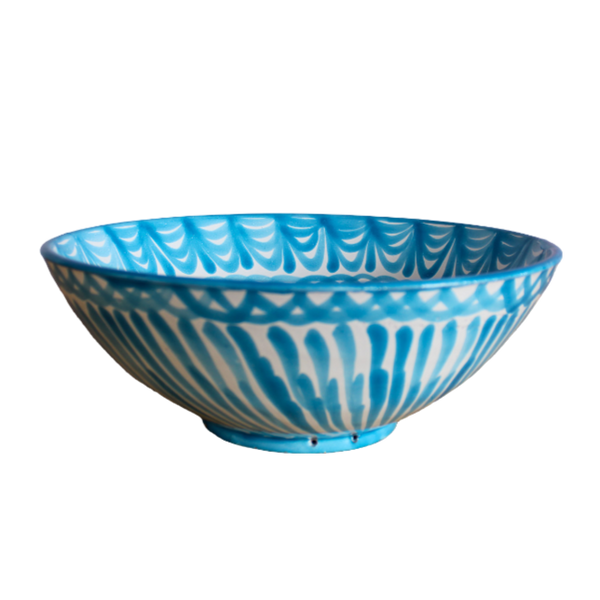 Large Hand Painted Bowl - Sky Blue