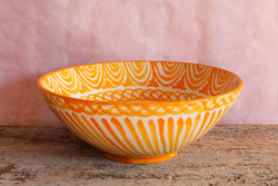 Large Hand Painted Bowl - Yellow