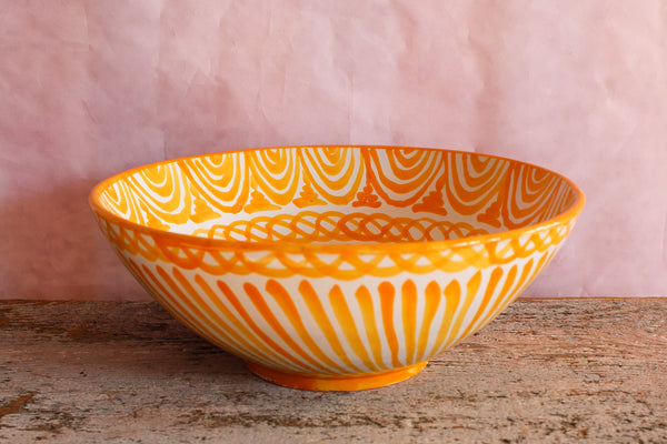 Large Hand Painted Bowl - Yellow