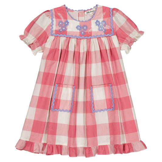 Louisette Dress - Check Rose