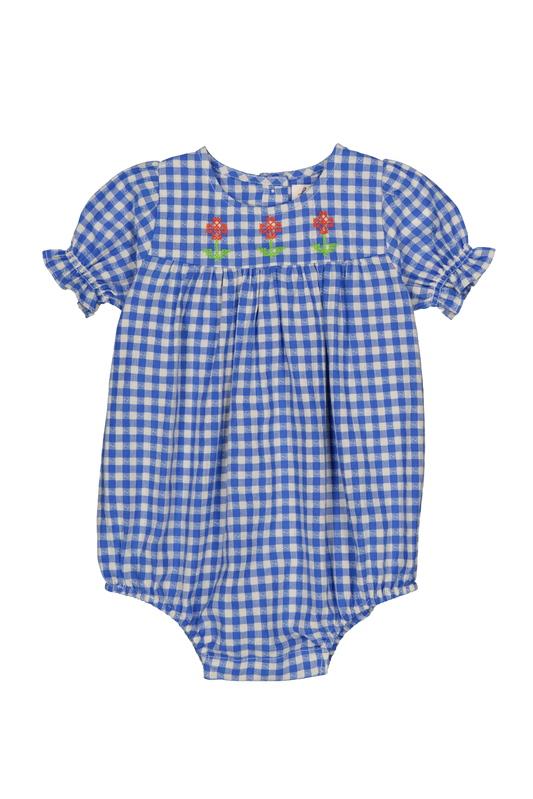 Lucette Romper - Gingham Blue