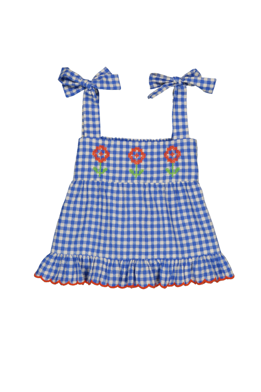 Lucie Blouse - Gingham Blue