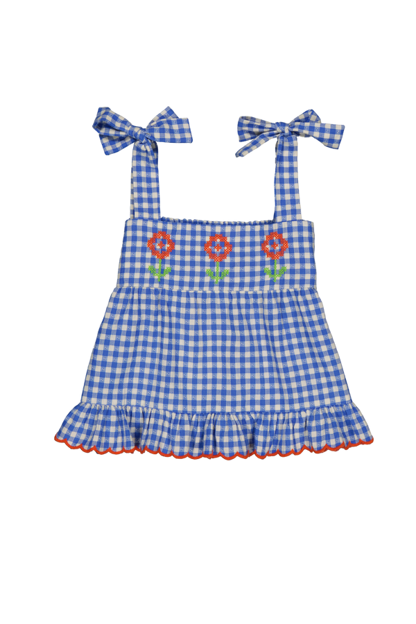 Lucie Blouse - Gingham Blue