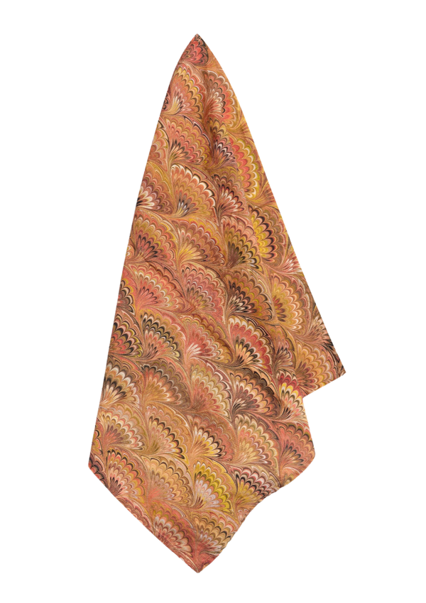 Marble Fan Linen Napkin - Rust Red, Orange, Yellow
