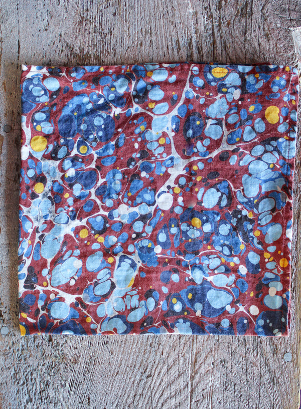 Marble Linen Napkin - Burgundy, Turquoise, Blue