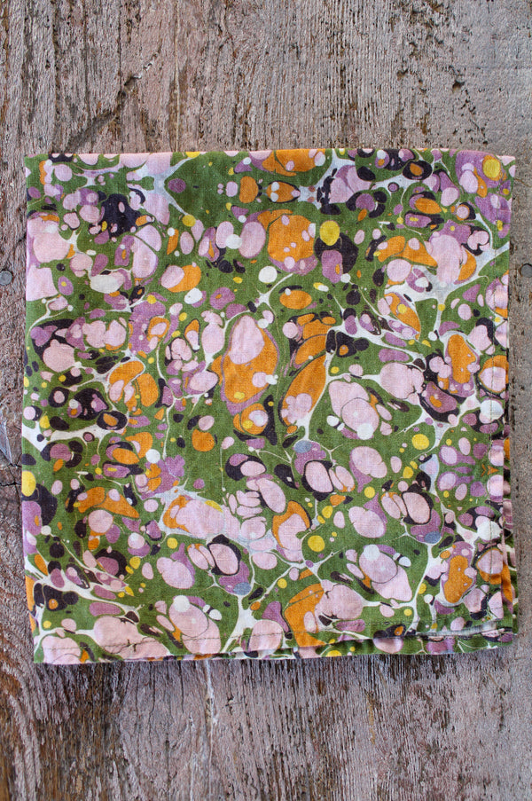 Marble Linen Napkin - Green, Pink, Orange