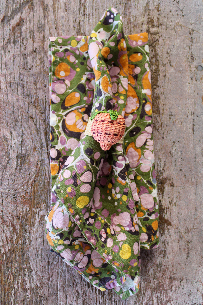 Marble Linen Napkin - Green, Pink, Orange