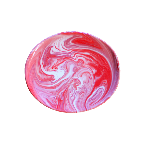 Marbled Ceramic Oval Salad Plate - Styx (Red)
