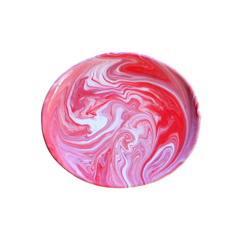 Marbled Ceramic Oval Salad Plate - Styx (Red)