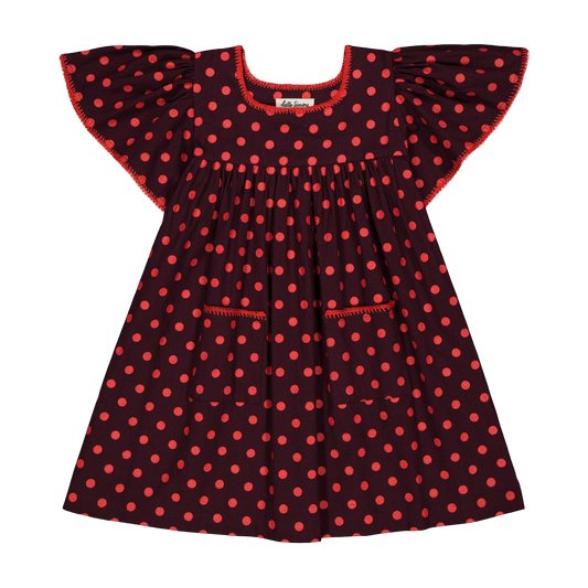 Mariana Dress - Plum Dots
