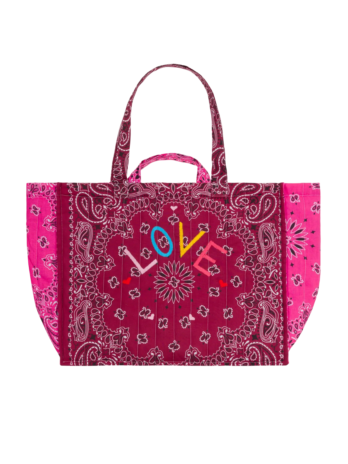 Maxi Cabas Quilted Colorblock Tote Bag - Love