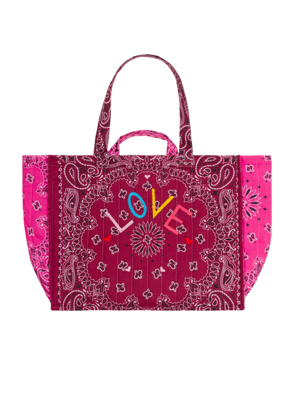 Maxi Cabas Quilted Colorblock Tote Bag - Love