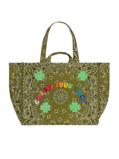 Maxi Cabas Quilted Colorblock Tote Bag - Carry Your Luck
