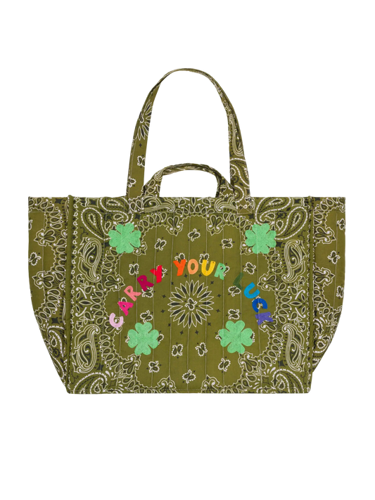 Maxi Cabas Quilted Colorblock Tote Bag - Carry Your Luck
