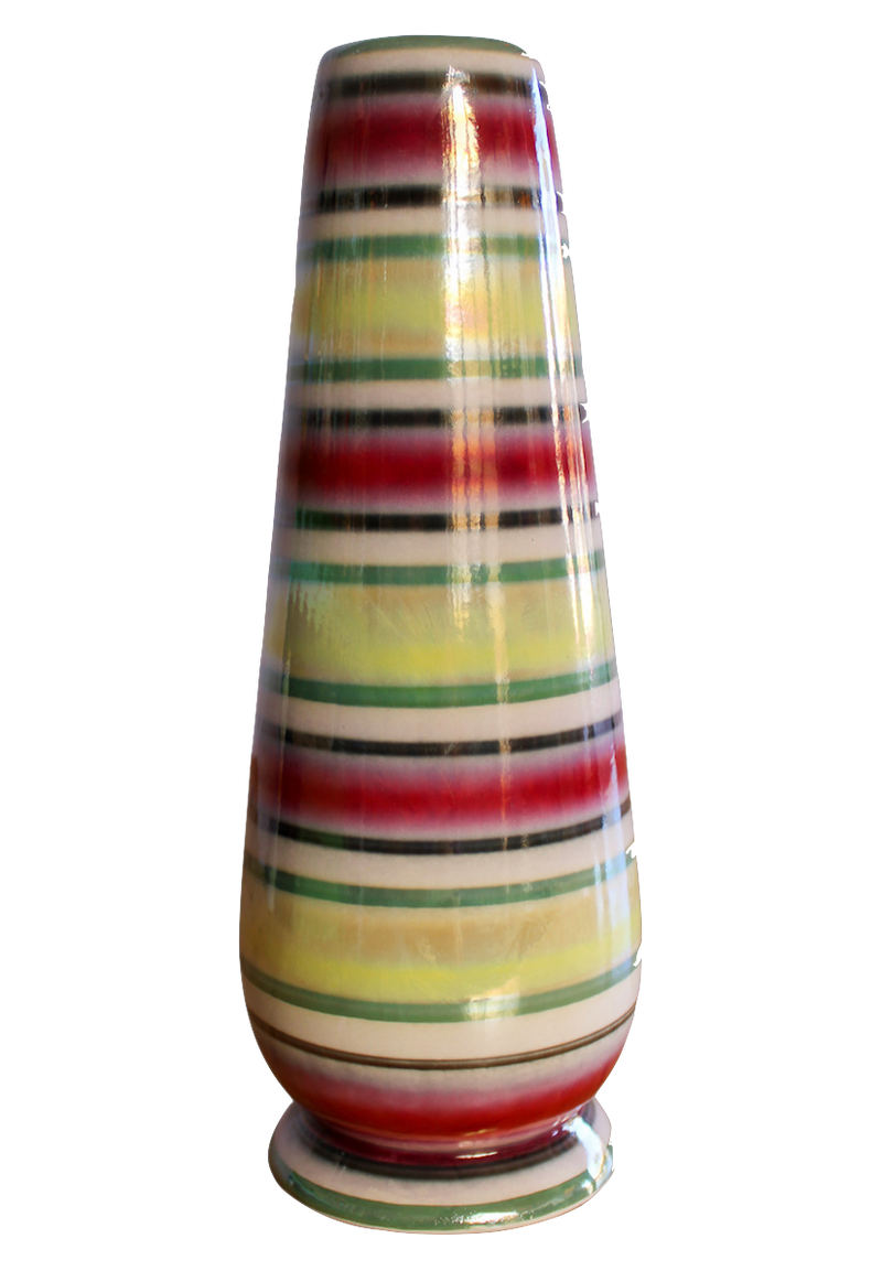 Mid Century Stripe Vase - Yellow/Green/Red