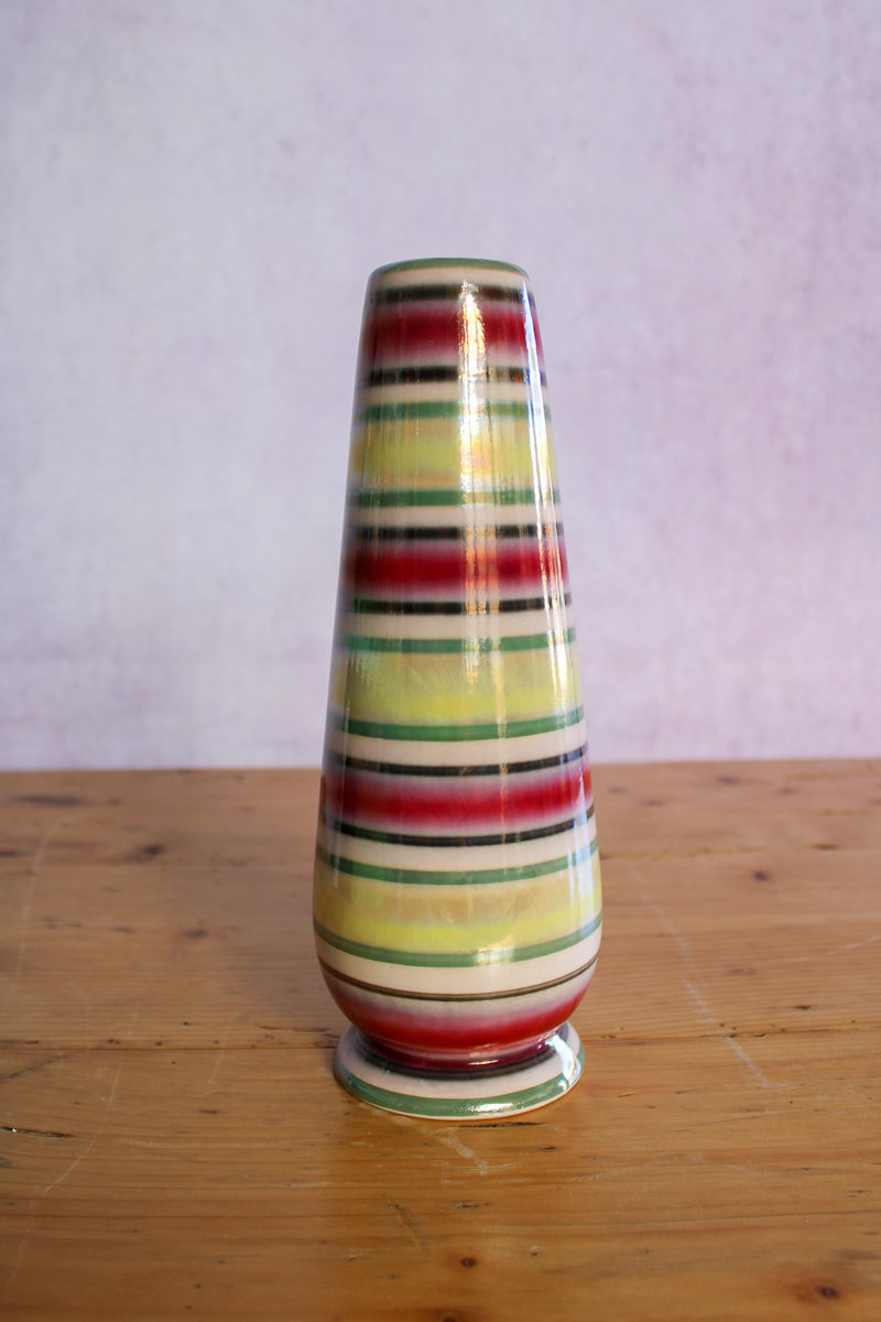 Mid Century Stripe Vase - Yellow/Green/Red