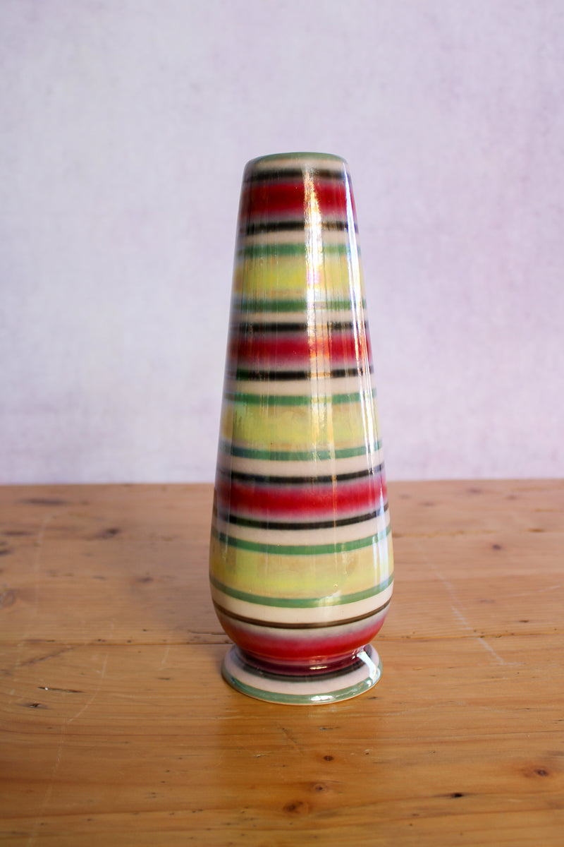 Mid Century Stripe Vase - Yellow/Green/Red