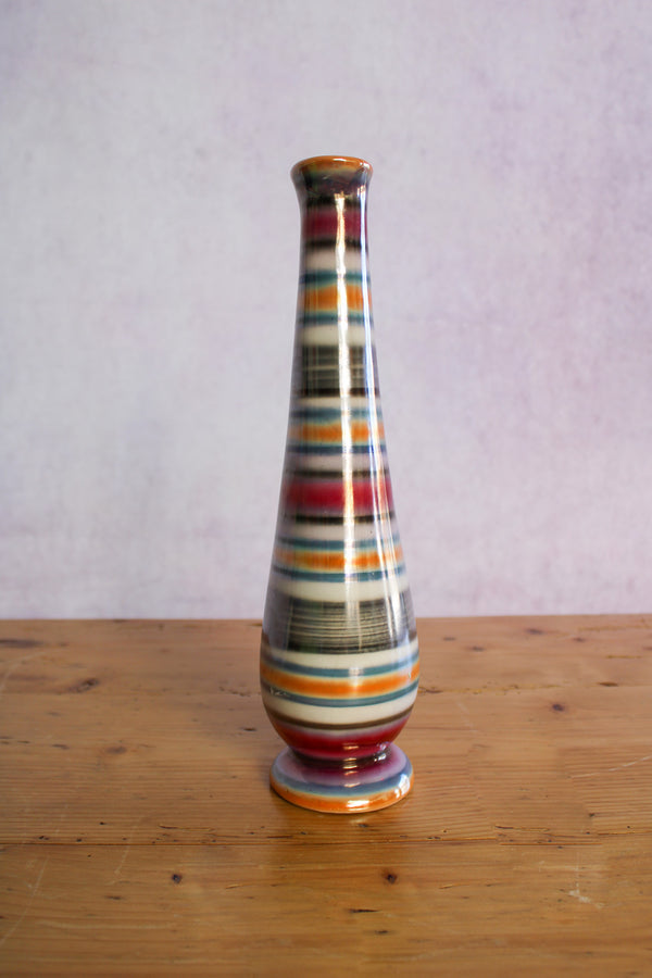 Mid Century Stripe Vase - Orange/Blue/Pink
