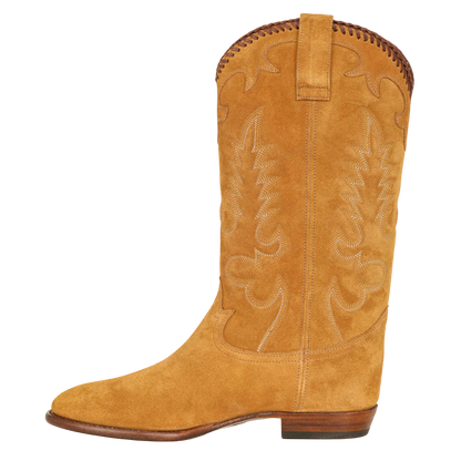 Midnight Suede Fringe Cowboy Boots - Amber