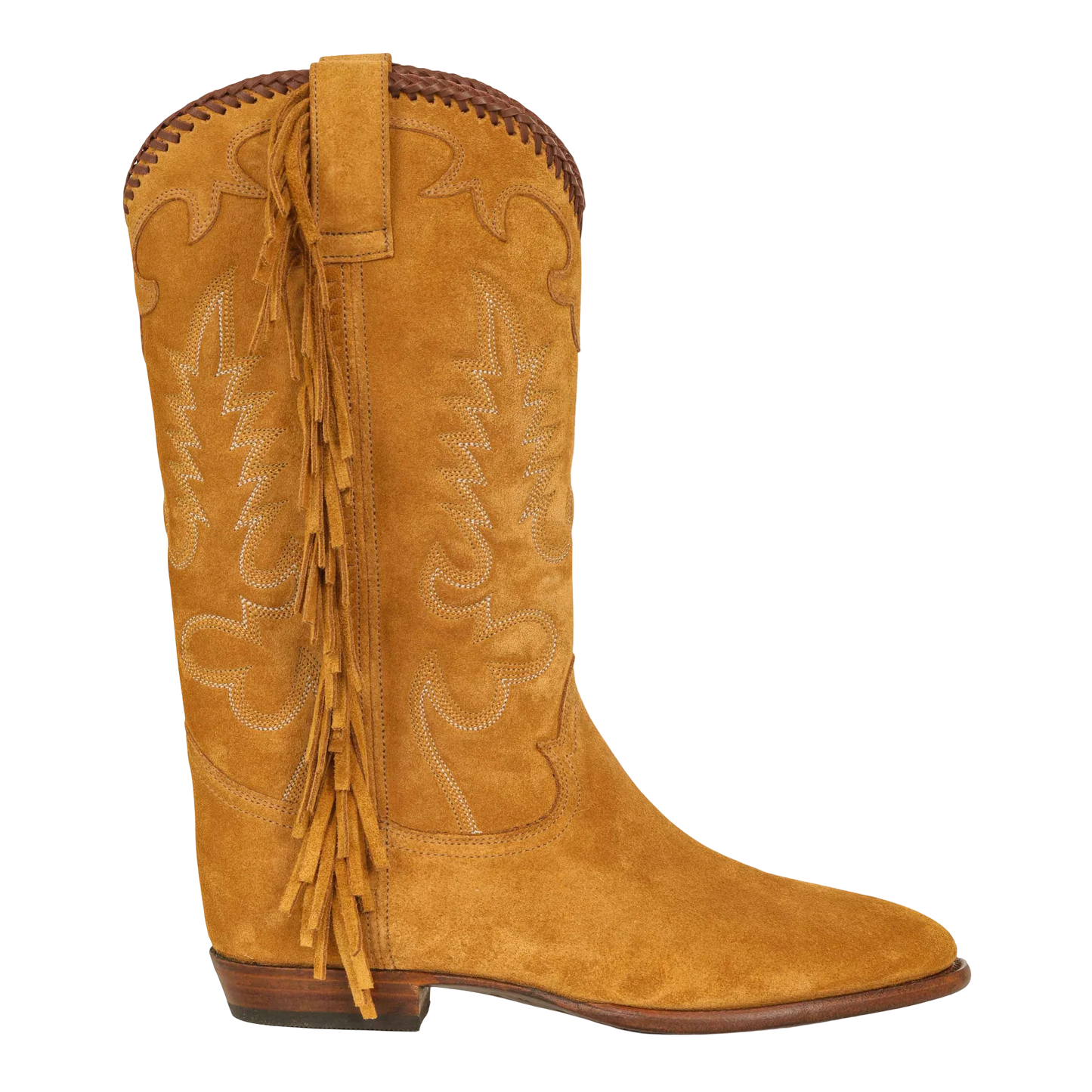 Midnight Suede Fringe Cowboy Boots - Amber