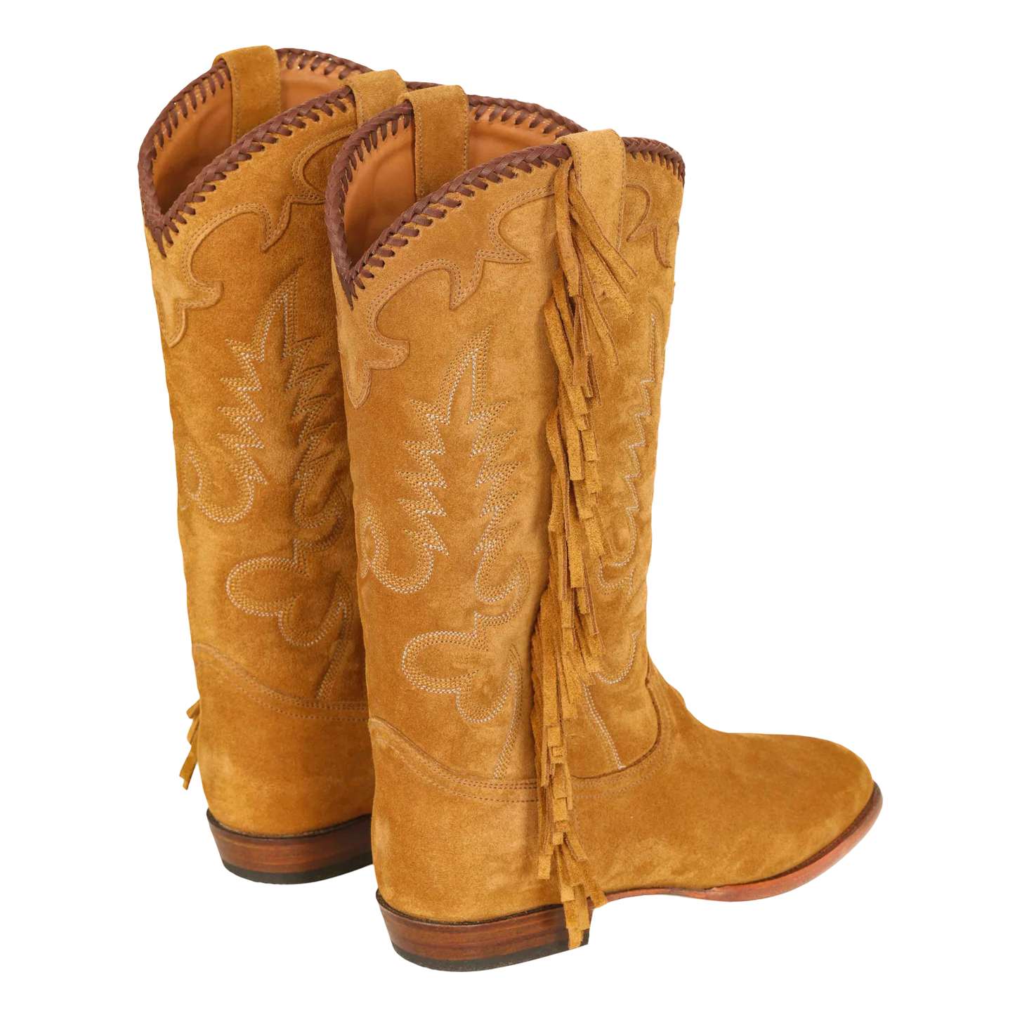 Midnight Suede Fringe Cowboy Boots - Amber