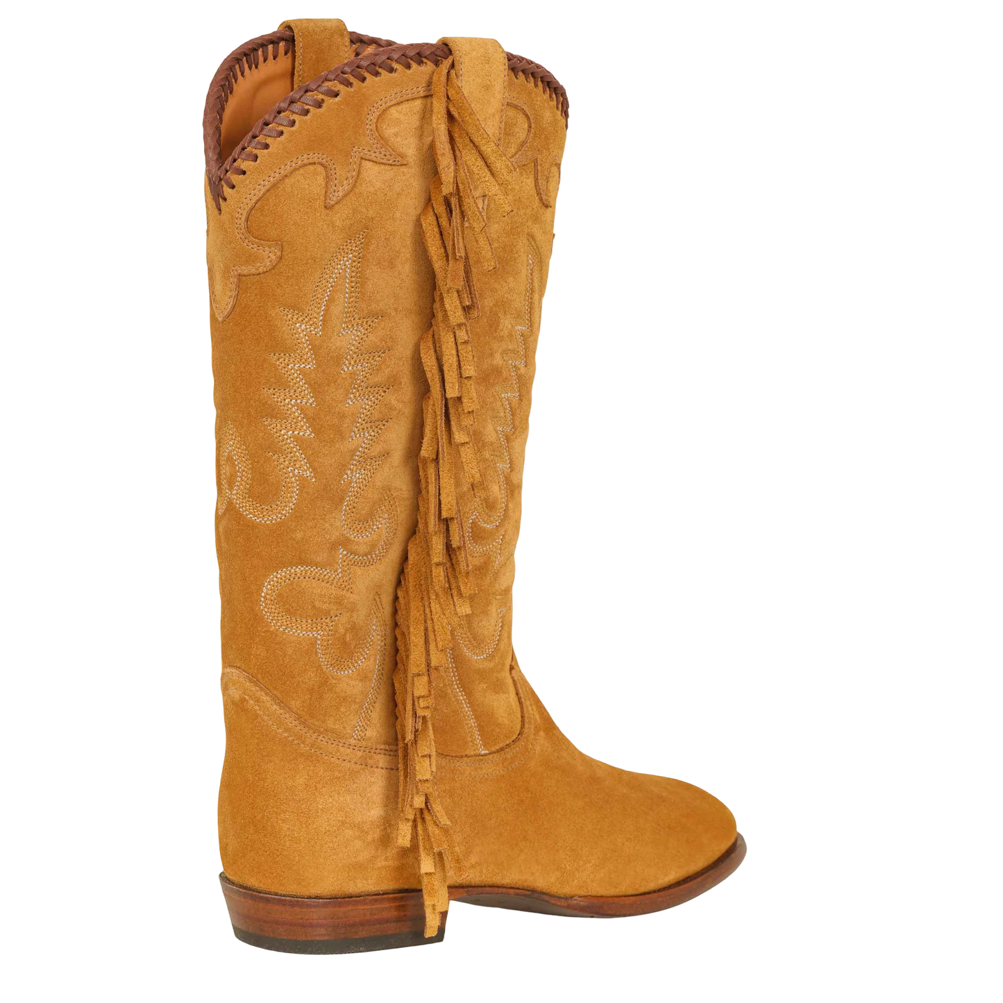 Midnight Suede Fringe Cowboy Boots - Amber