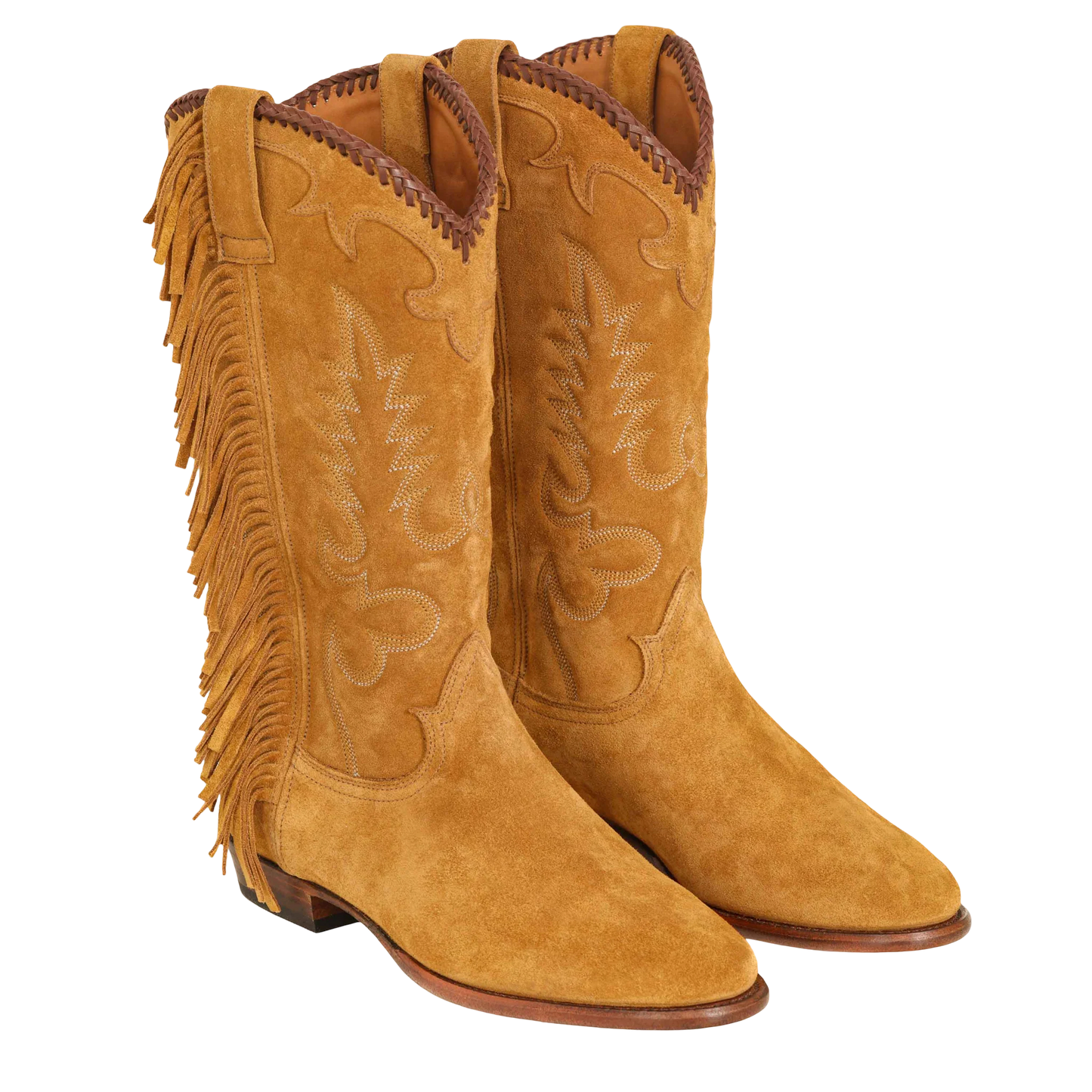 Midnight Suede Fringe Cowboy Boots - Amber