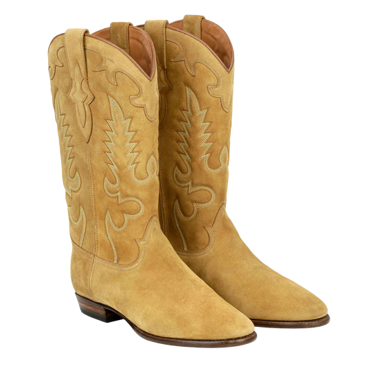 Midnight Suede Cowboy Boots - Tan