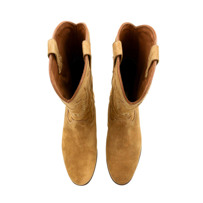 Midnight Suede Cowboy Boots - Tan