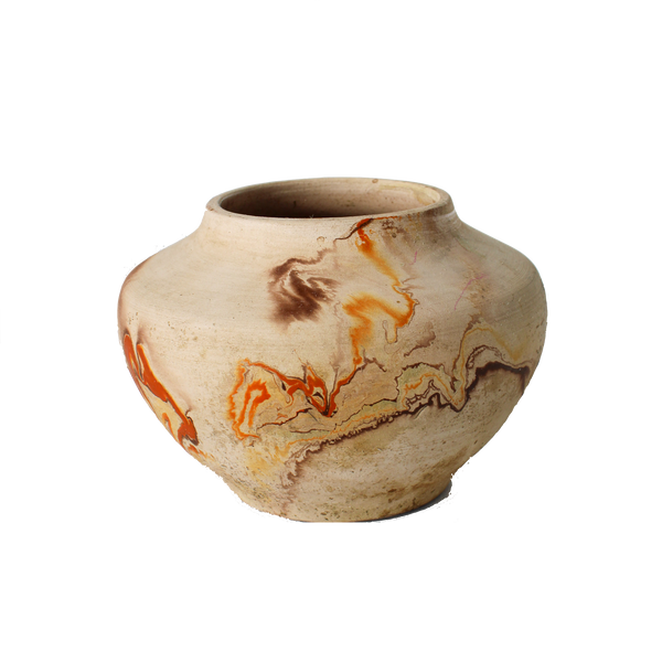 Nemadji Pottery Vase - Orange & Brown