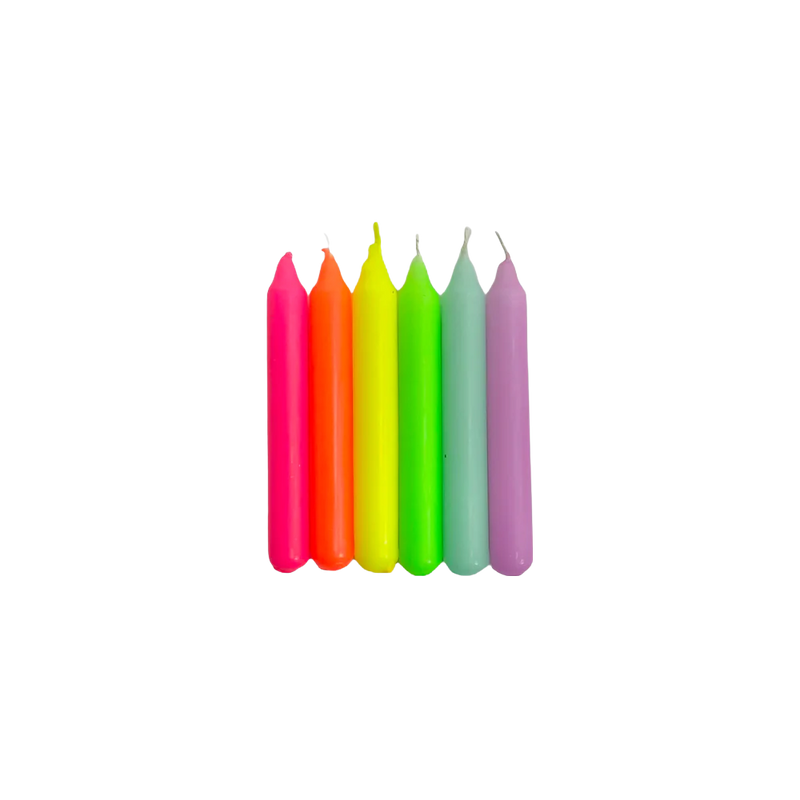 Neon Birthday Candles, 6-Pack