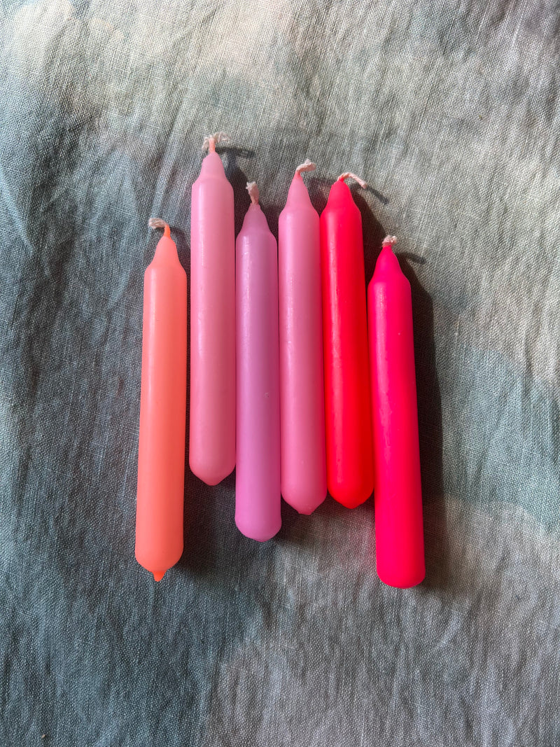 Neon Birthday Candles, 6-Pack