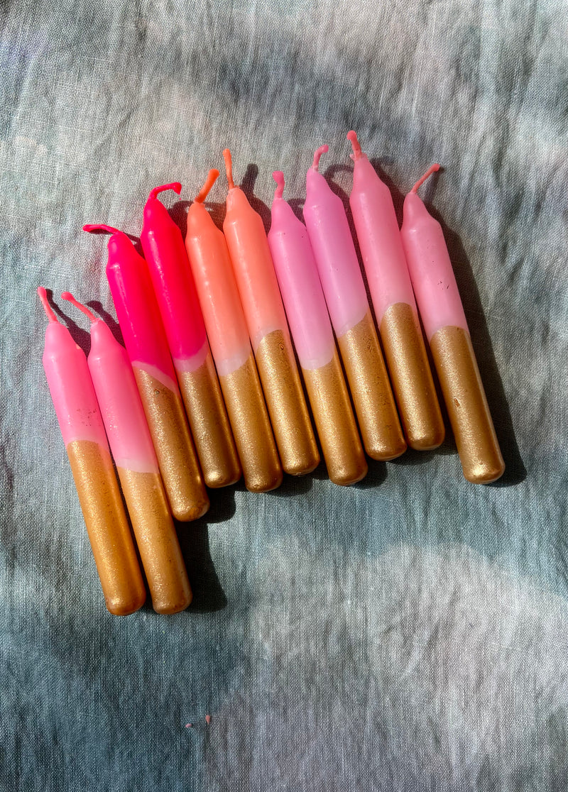 Neon Dip Dye Birthday Candles, 10-Pack - Pink & Gold Ombre