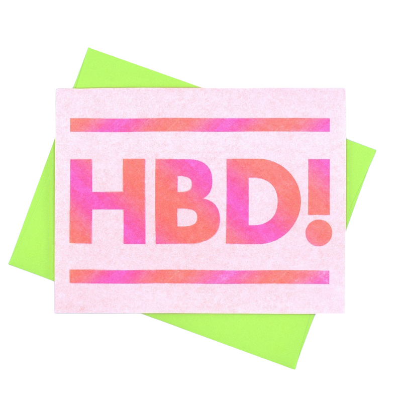 Neon Happy Birthday Risograph Card