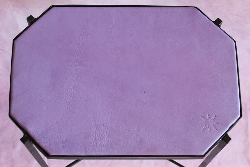 Octagon Leather Top Cocktail Table - Cardoon Purple