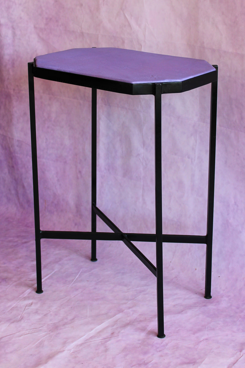 Octagon Leather Top Cocktail Table - Cardoon Purple