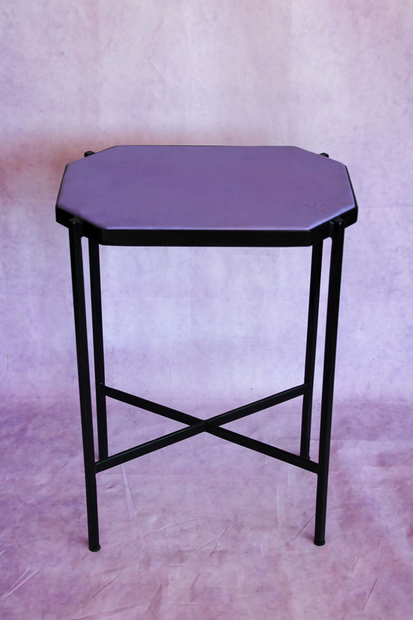 Octagon Leather Top Cocktail Table - Cardoon Purple