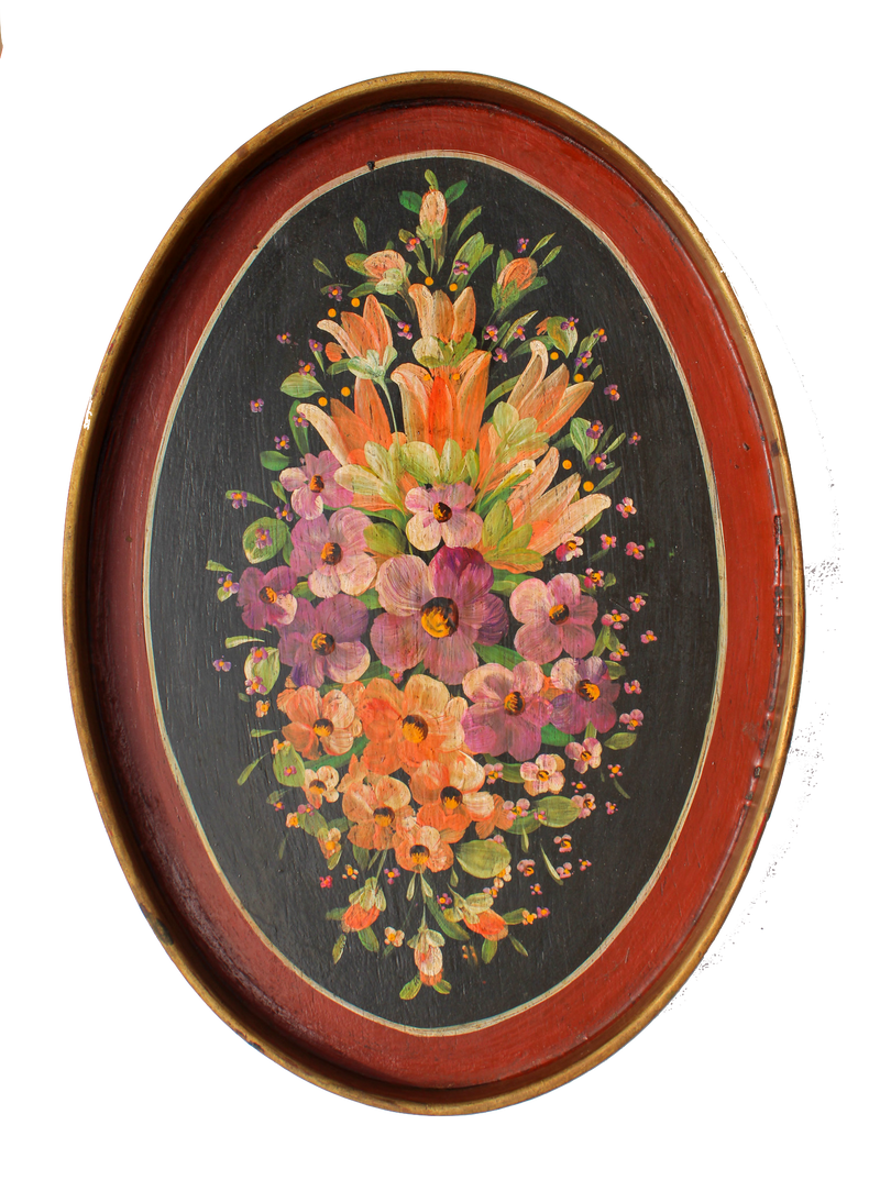 Floral Oval Wood Tray
