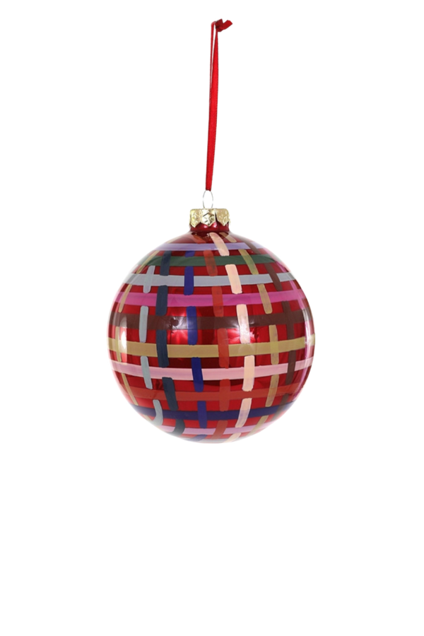 Rainbow Plaid Bauble Ornament