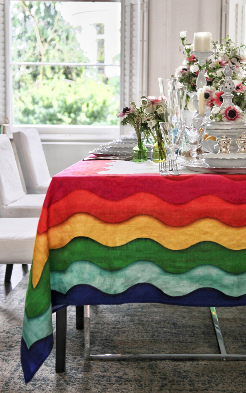 Rainbow Linen Tablecloth
