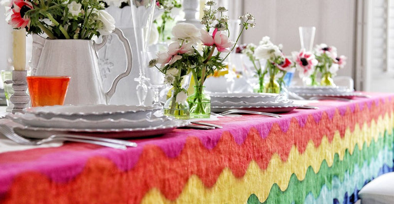 Rainbow Linen Tablecloth